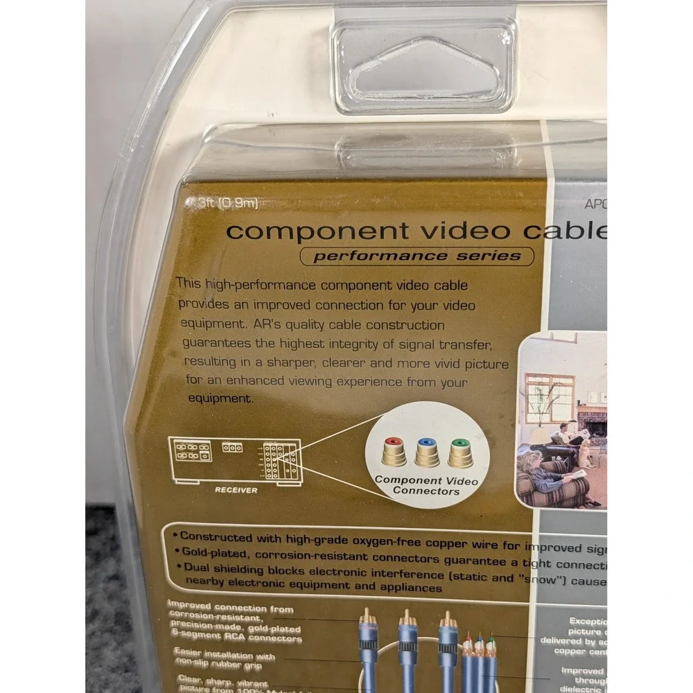Acoustic Research AP090 Performance Series 3ft Component Video Cable Gold RCA